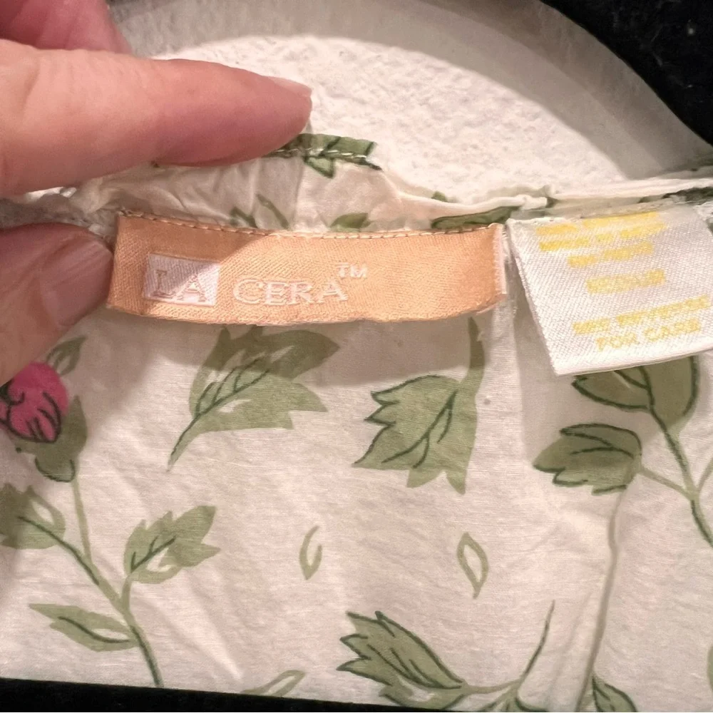 LA CERA Women's 100% Cotton Rose Vine Robe dress medium cottagecore prairie - Picture 3 of 10